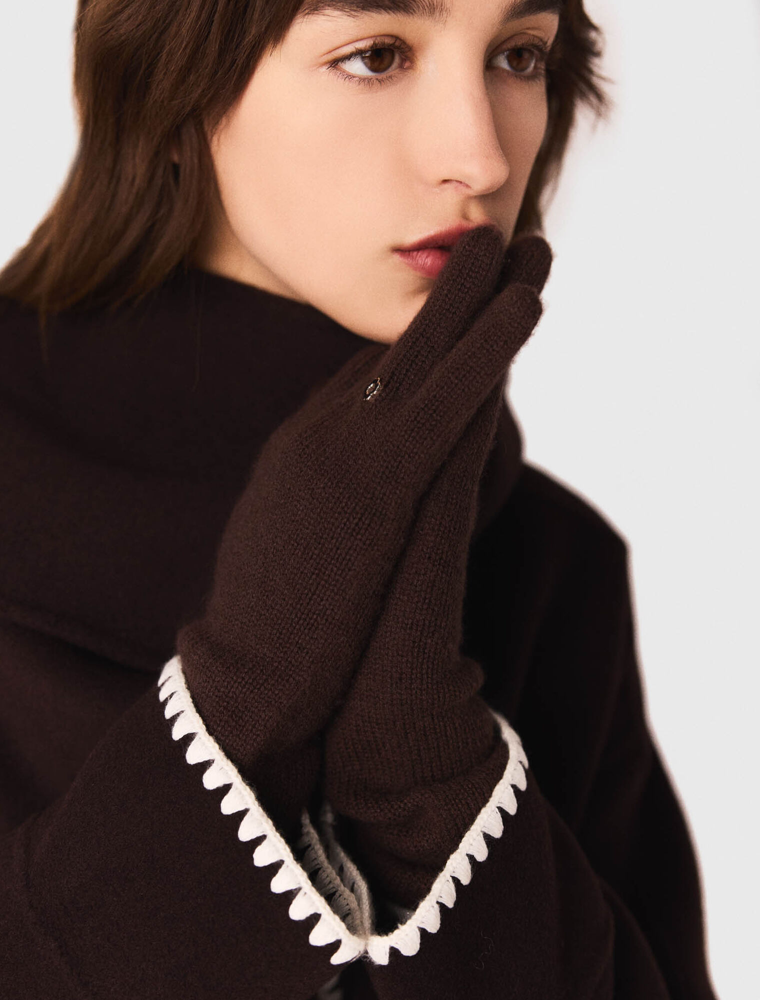 Long wool and cashmere gloves