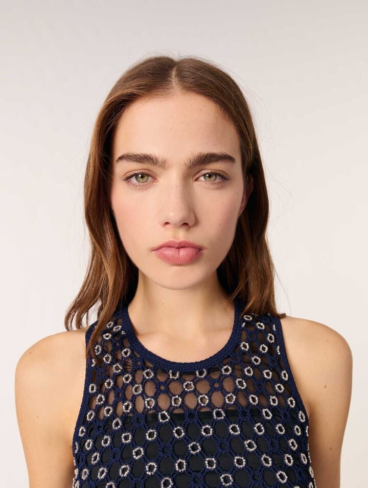 Beaded crochet maxi dress