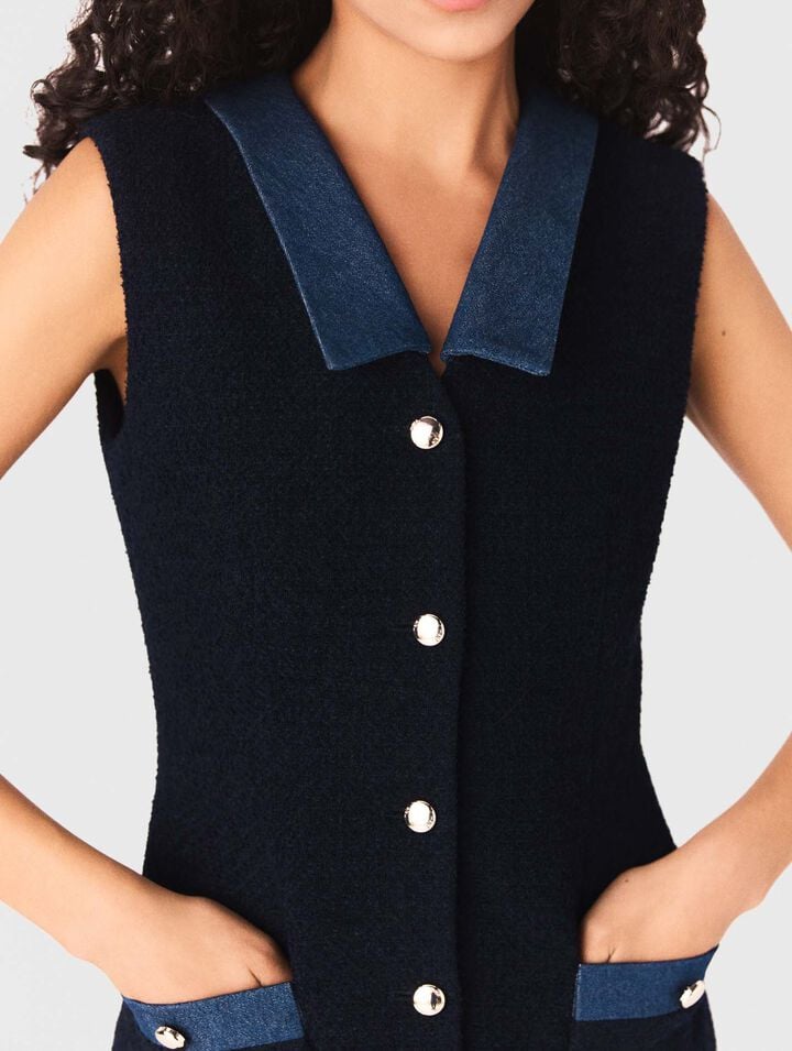 Tweed dress with denim details