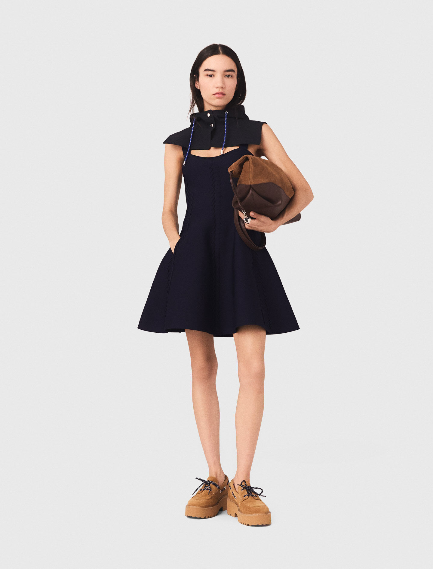 Short knitted skater dress Navy for Women | Maje