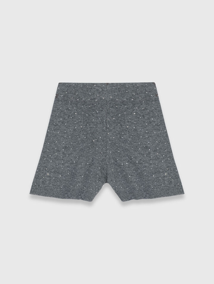 Knit shorts with rhinestones