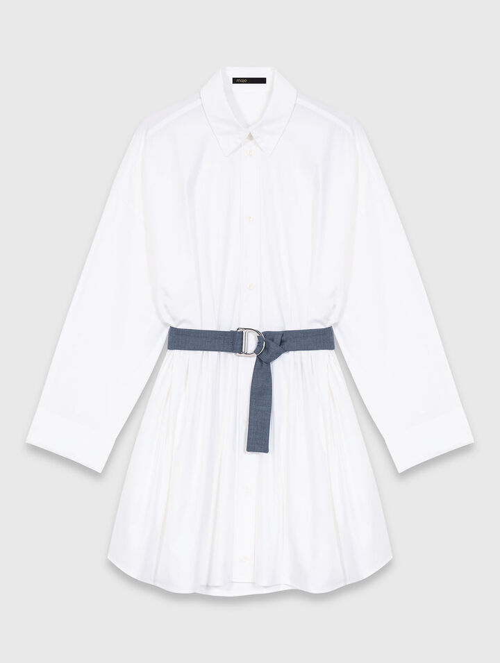 Shirt dress with contrast belt