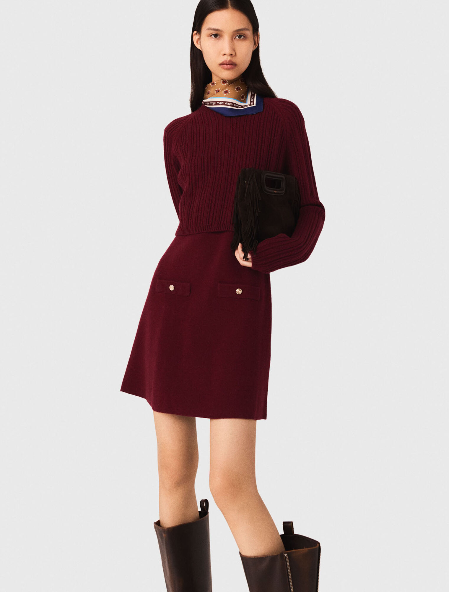 Knit dress with removable jumper
