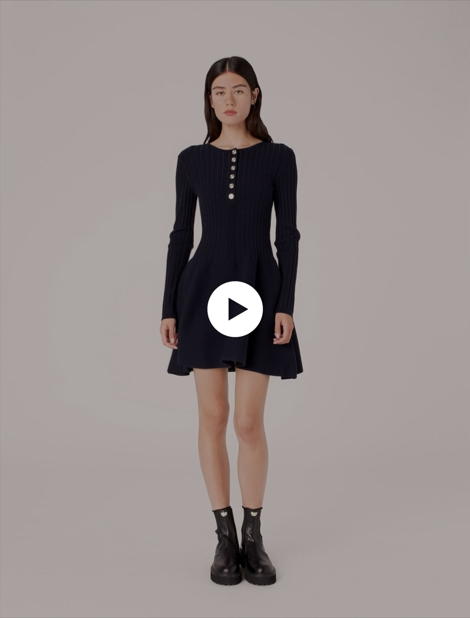 Knit dress with flared skirt