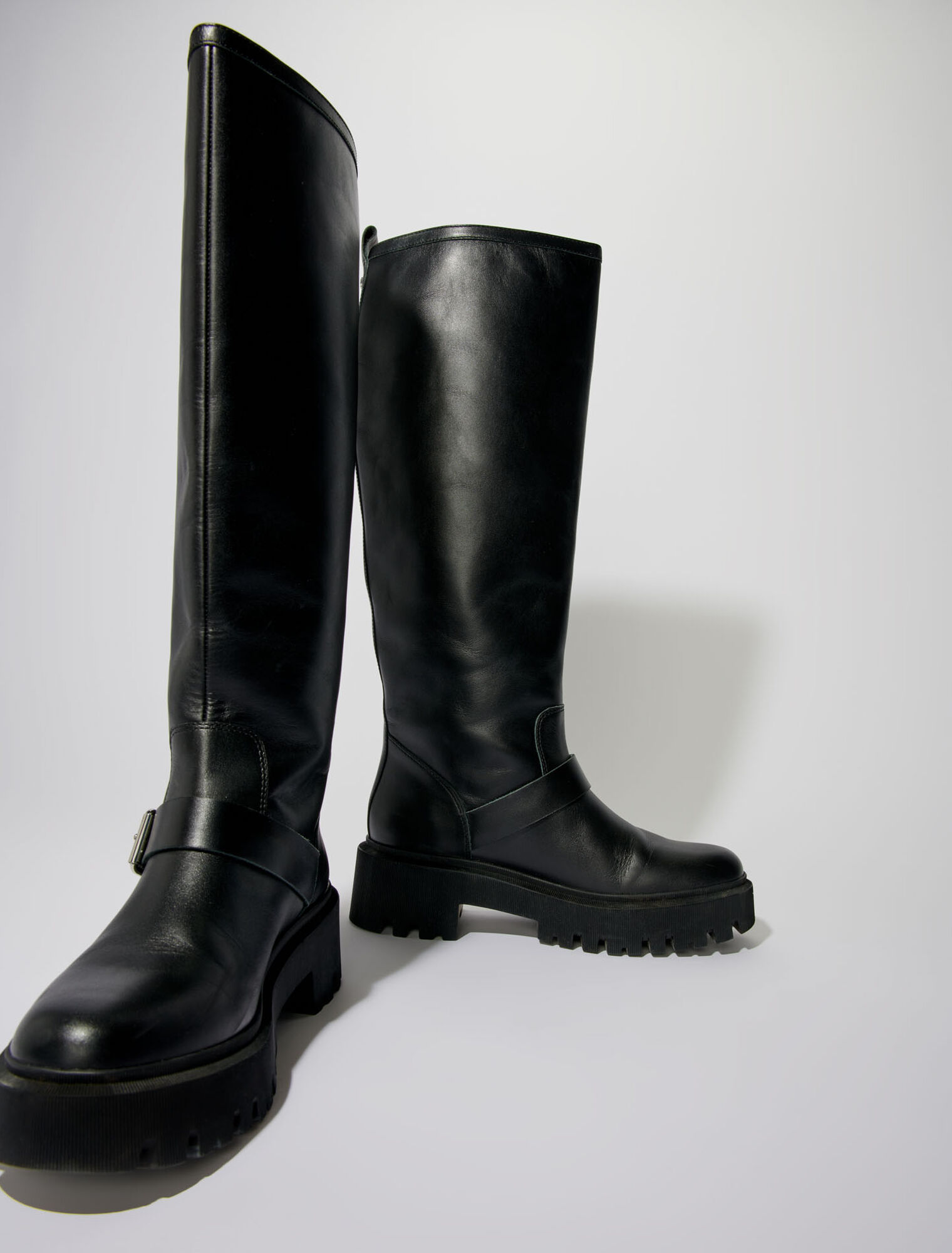 Biker boots in smooth leather