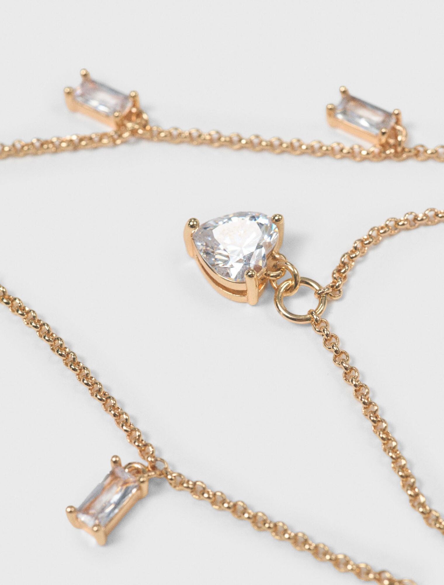 Double rhinestone charm necklace