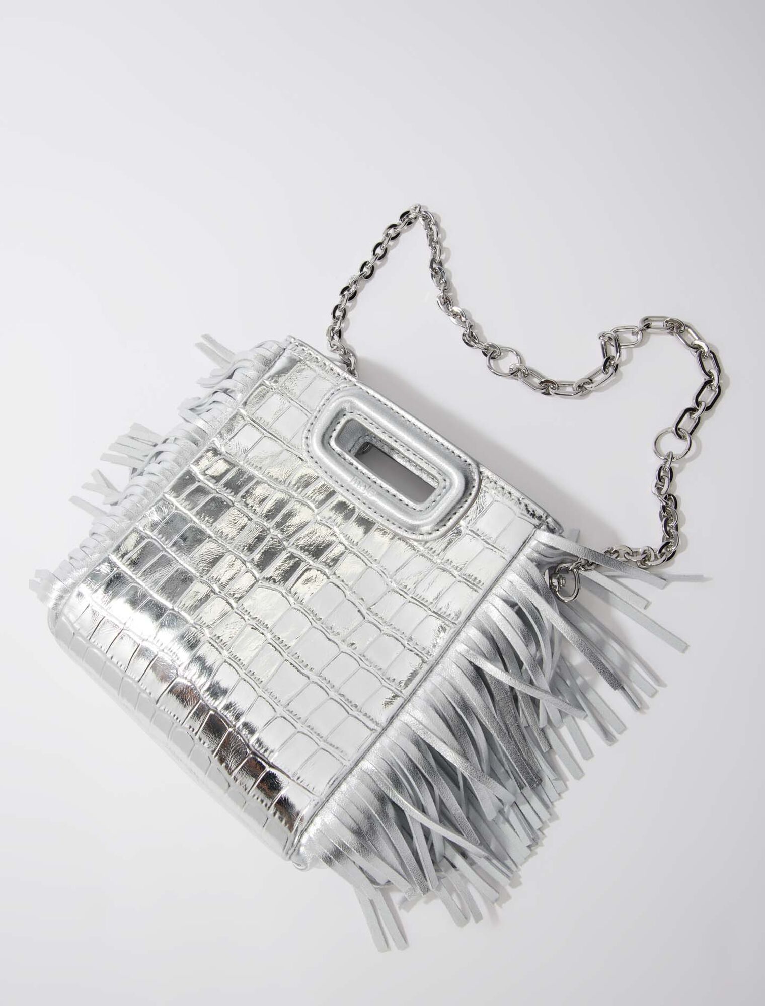 Mini embossed-leather M bag with chain