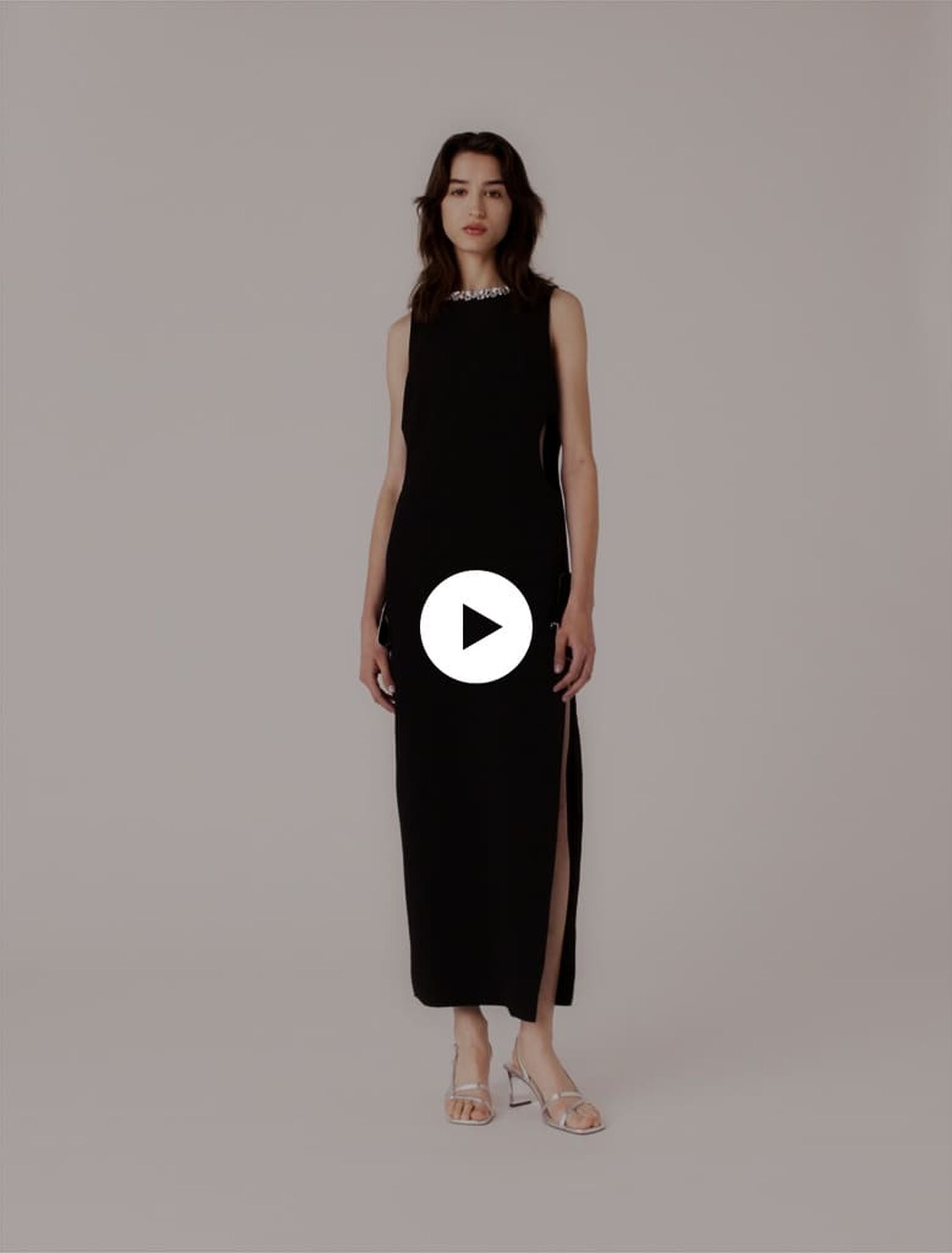 Jewel-collar maxi dress