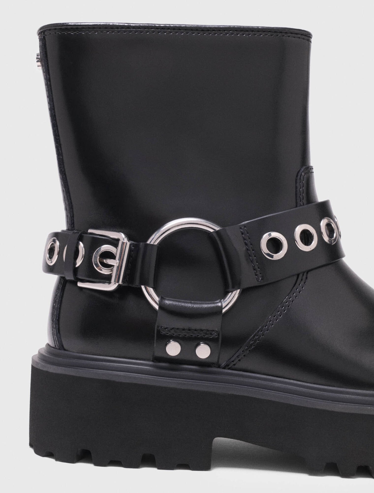 Leather biker boot