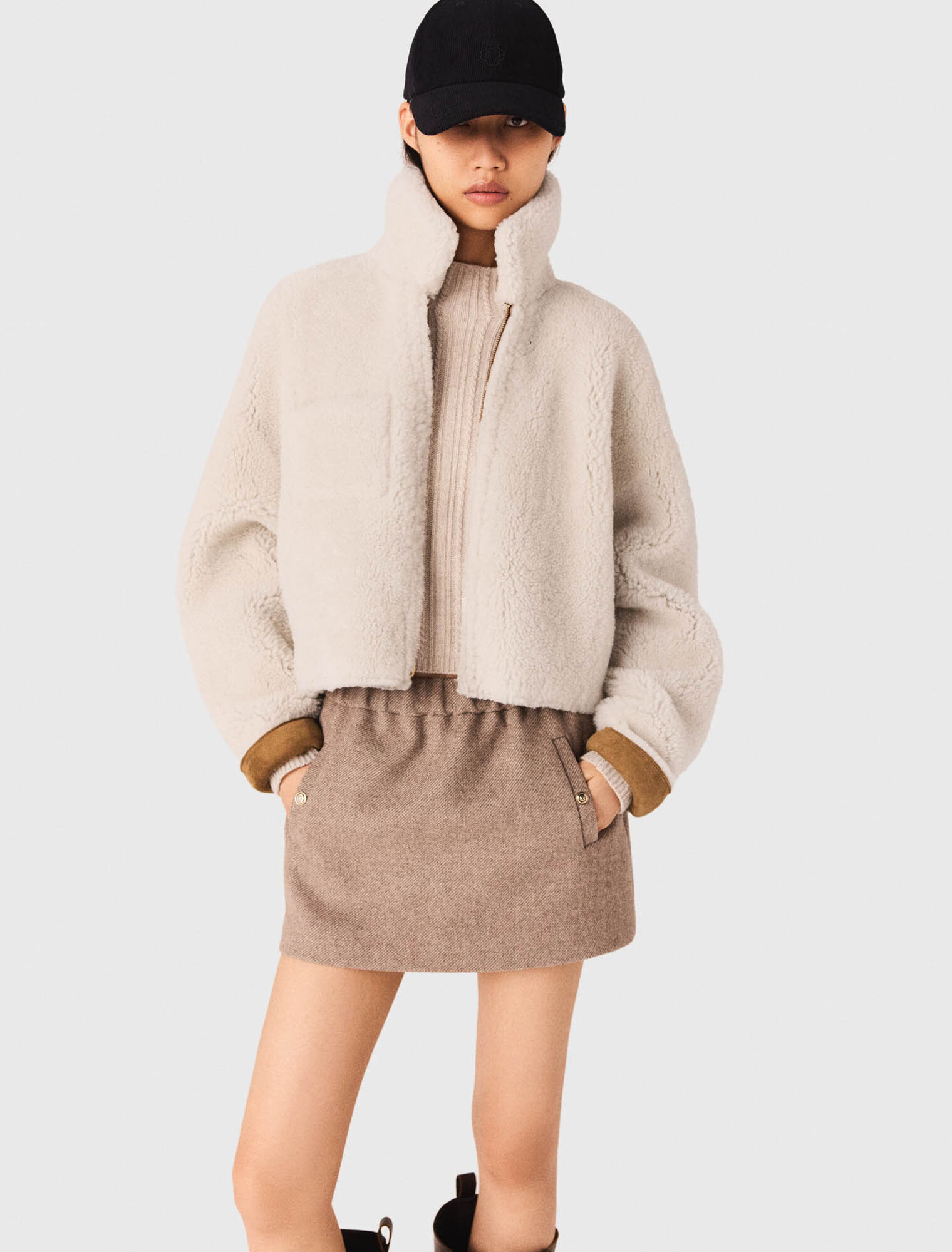 Reversible shearling coat