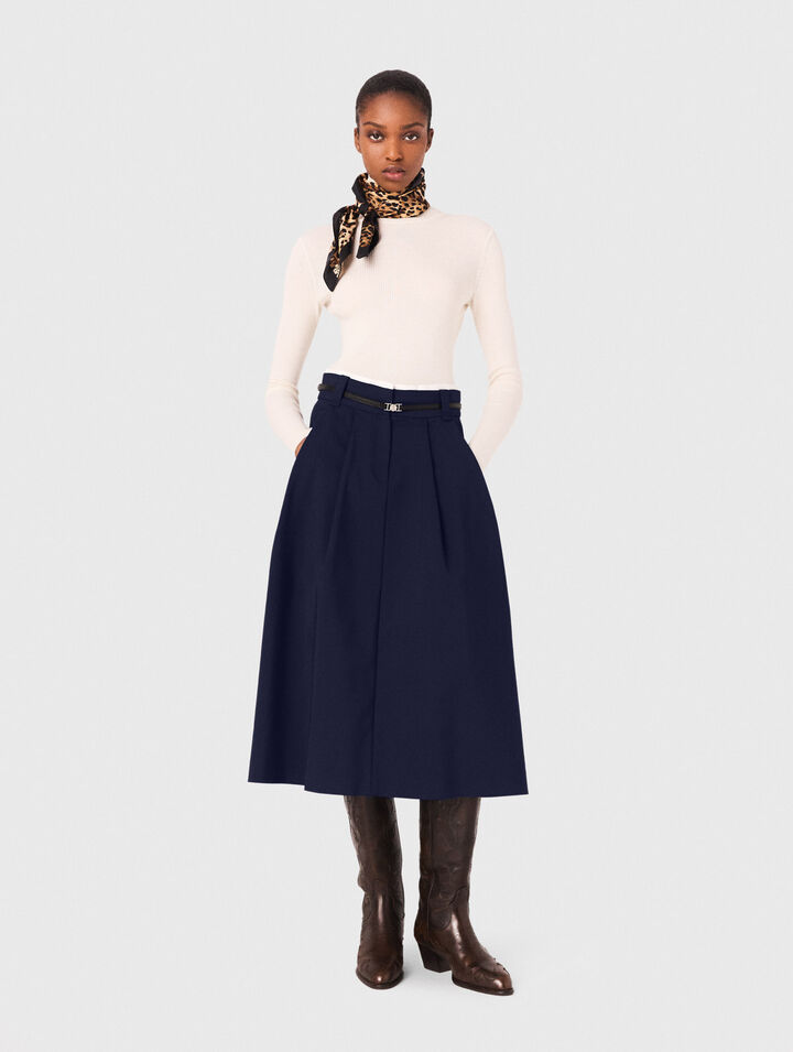 Long cotton skirt with belt Long cotton skirt with belt