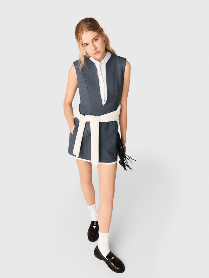 Layered-effect tailored dress