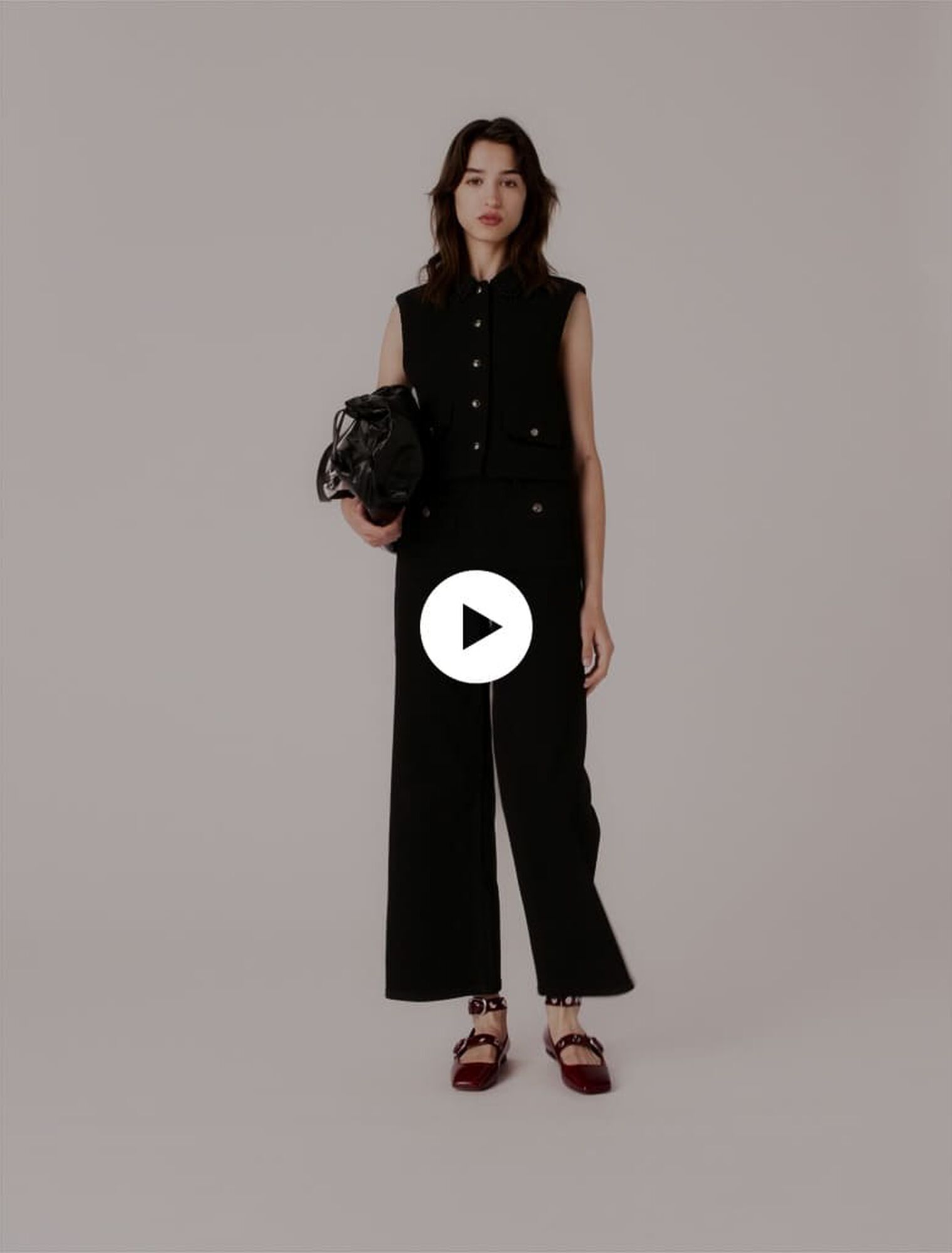 Tweed top with velvet trim