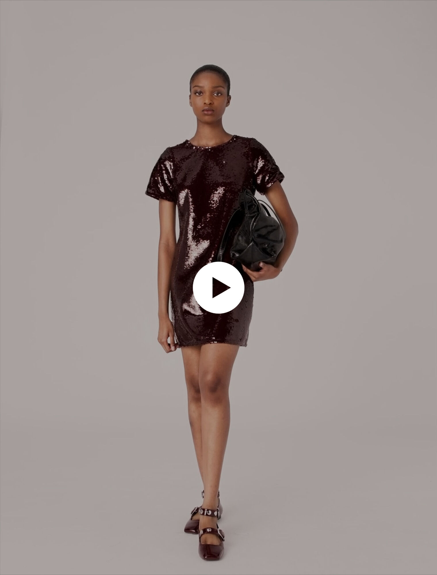 Sequin-embroidered short dress