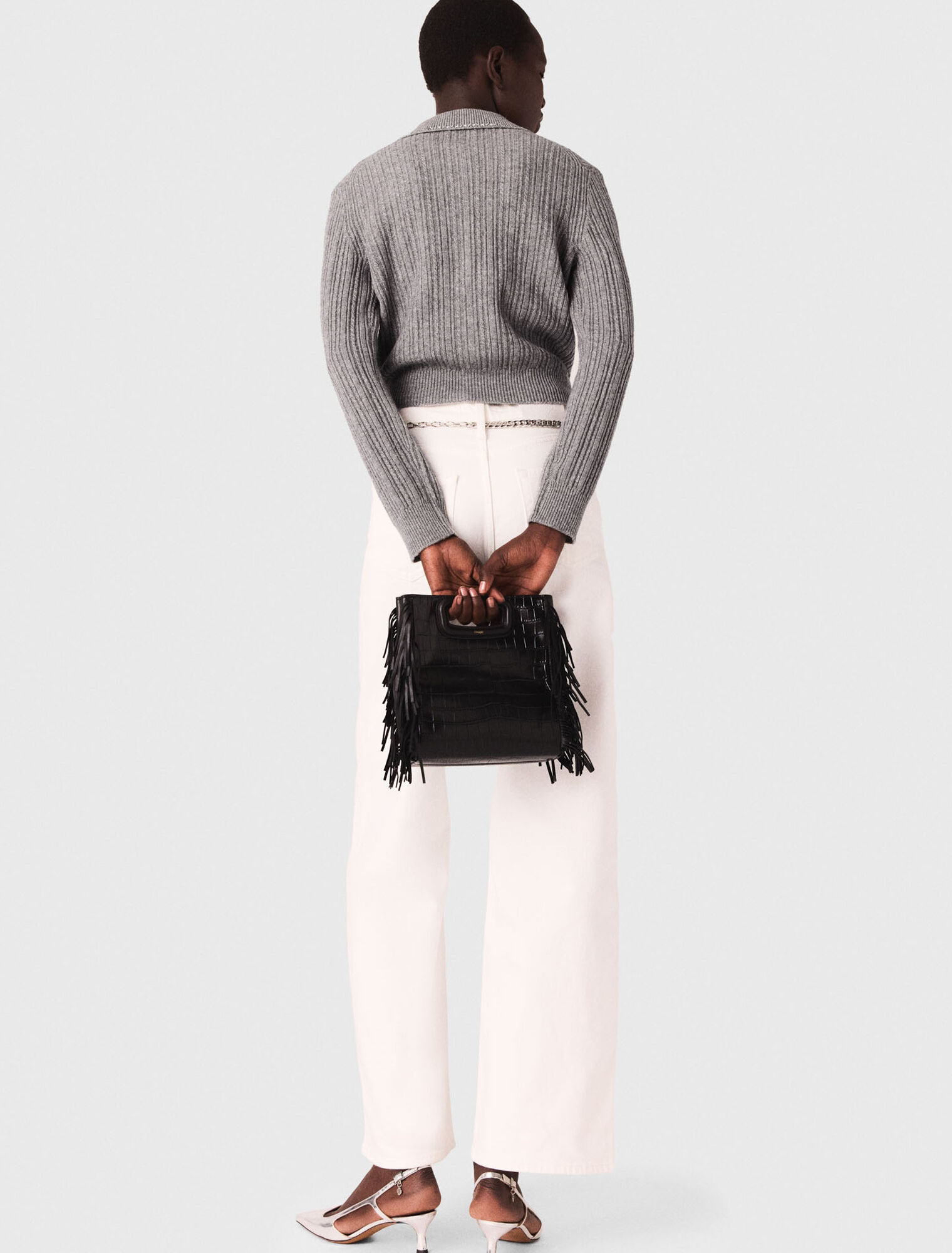 Rhinestone collar cardigan