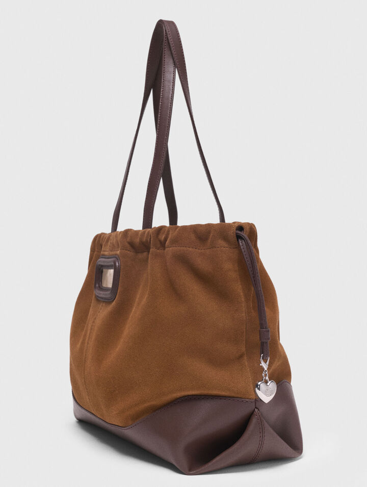 Leather and suede M Tote bag