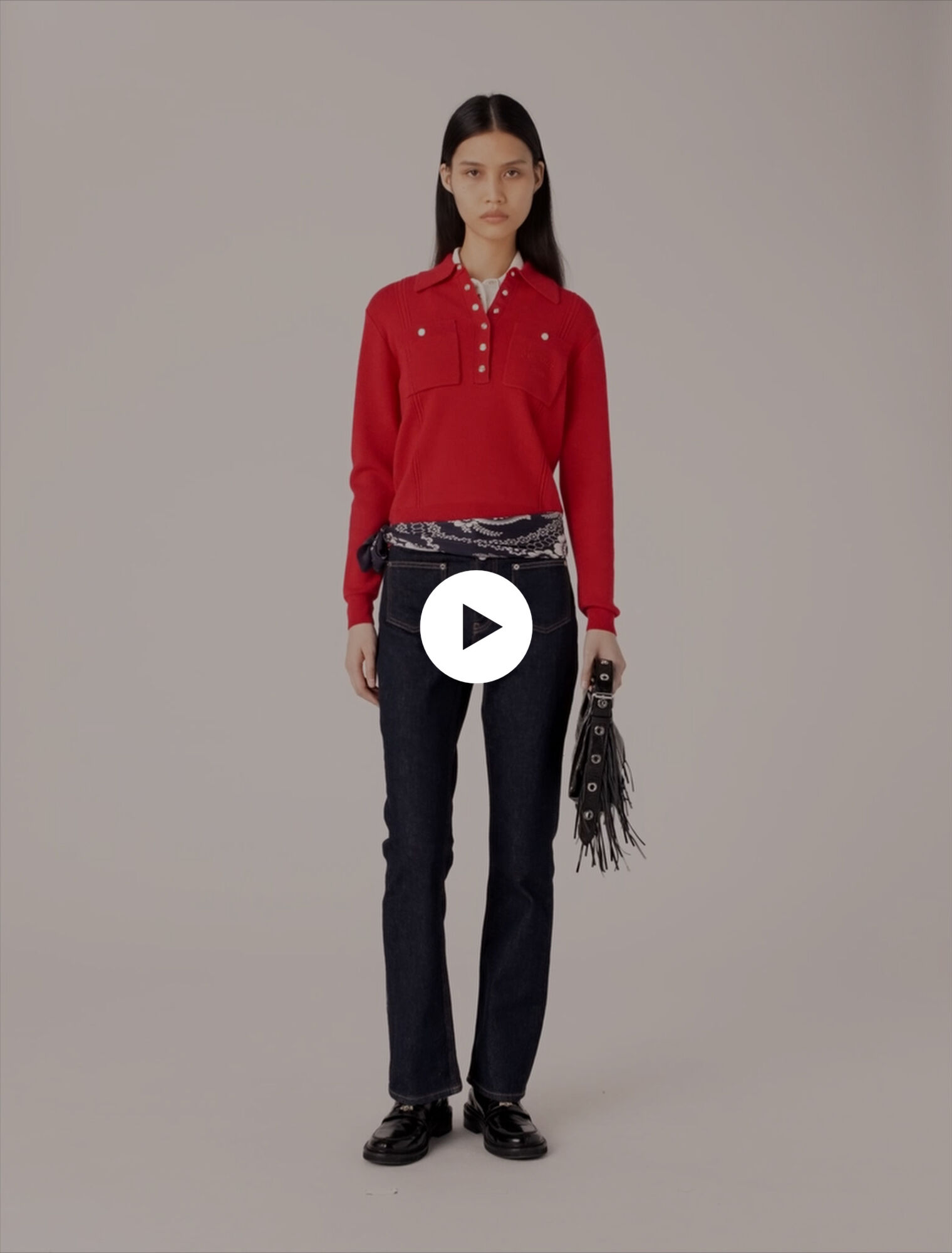 Polo collar jumper with embroidery