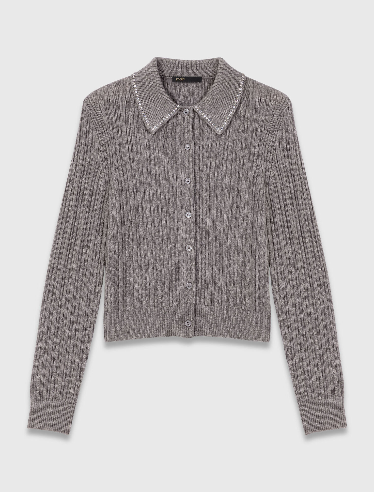 Rhinestone collar cardigan