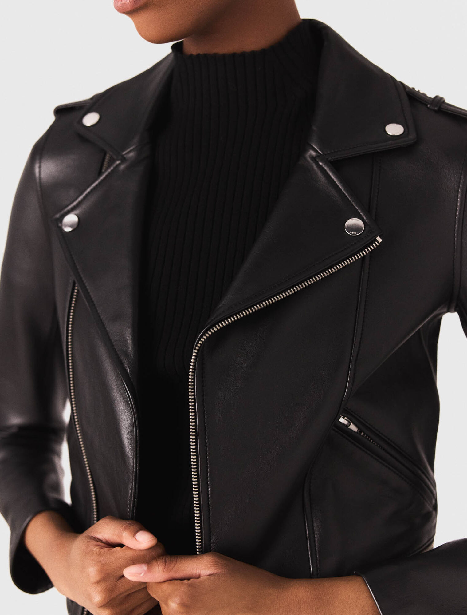 Leather biker-style jacket