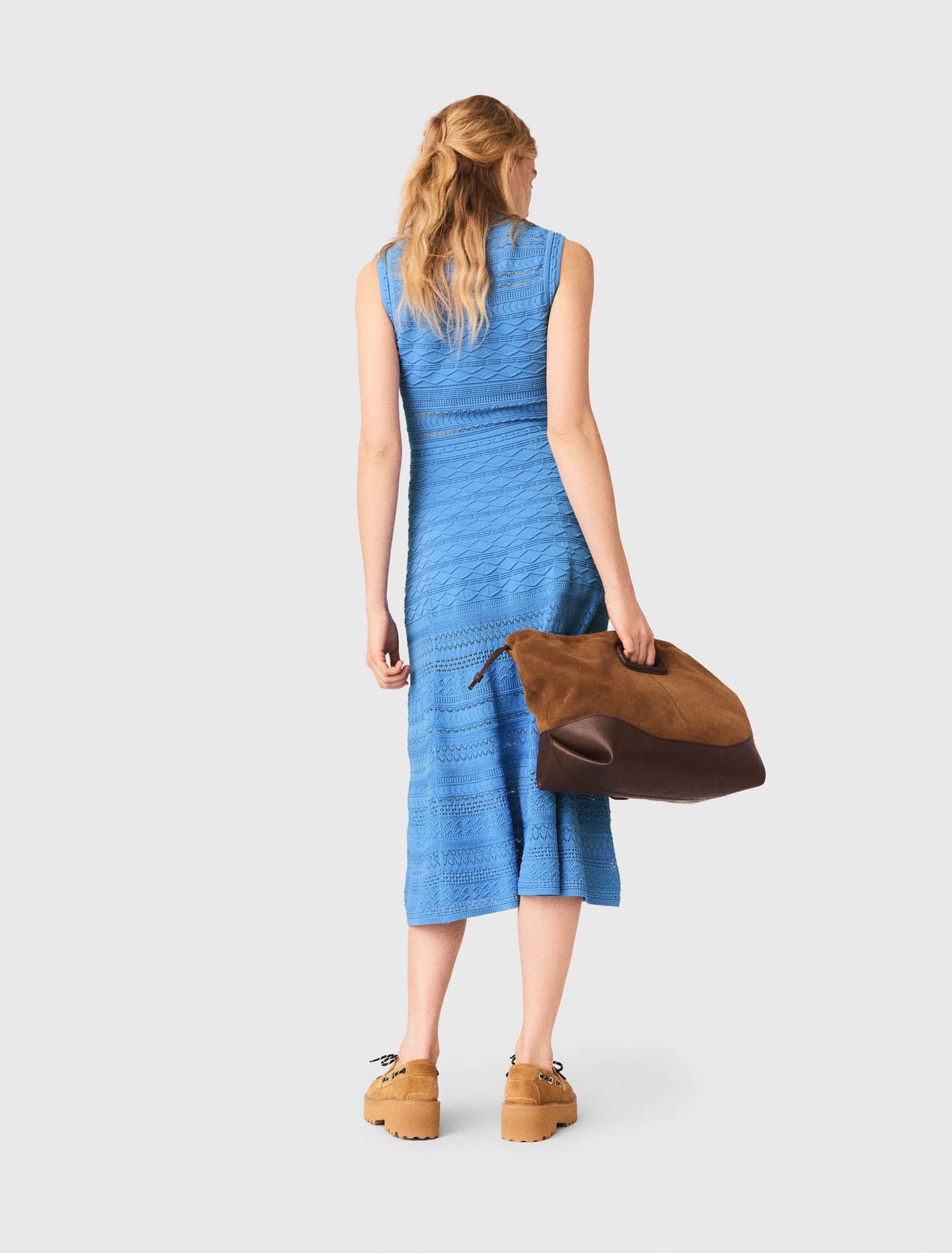 Pointelle knit maxi dress