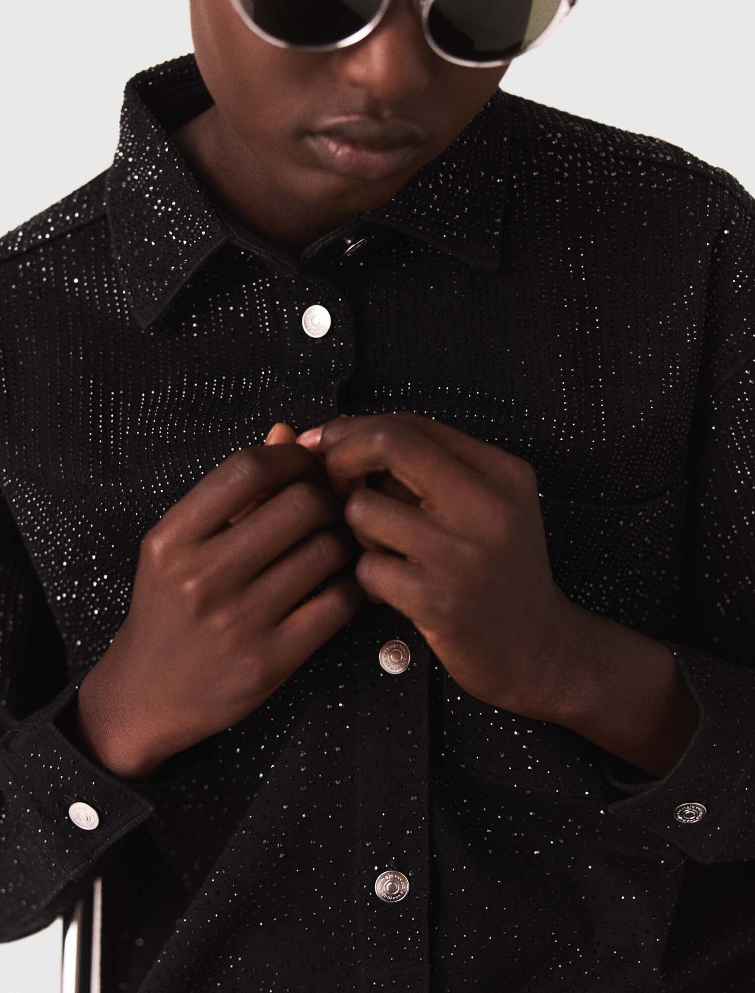 Rhinestone denim shirt