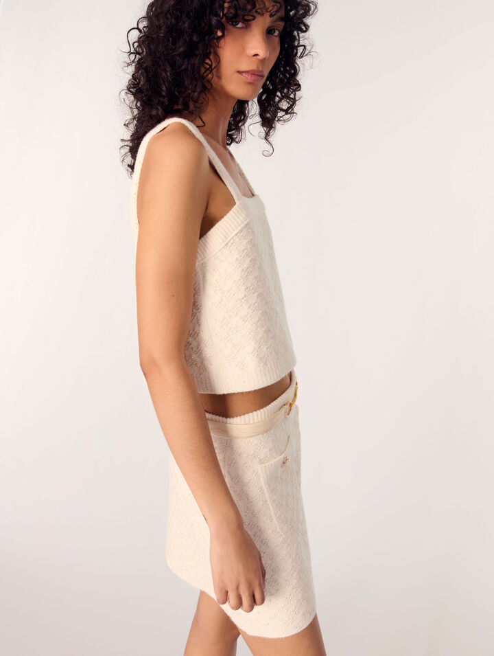 Tweed-effect knitted skirt