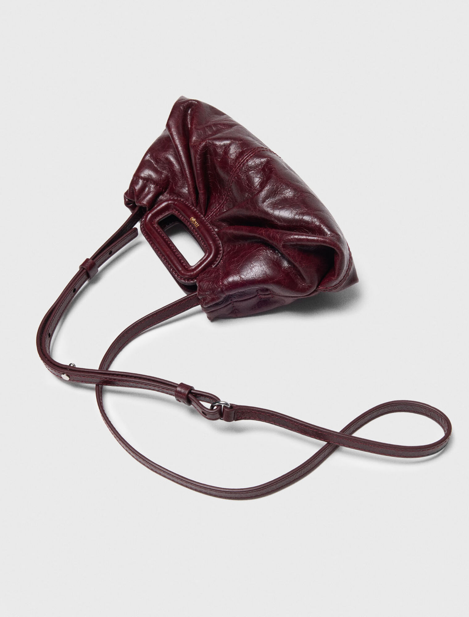 Crackled leather mini clutch