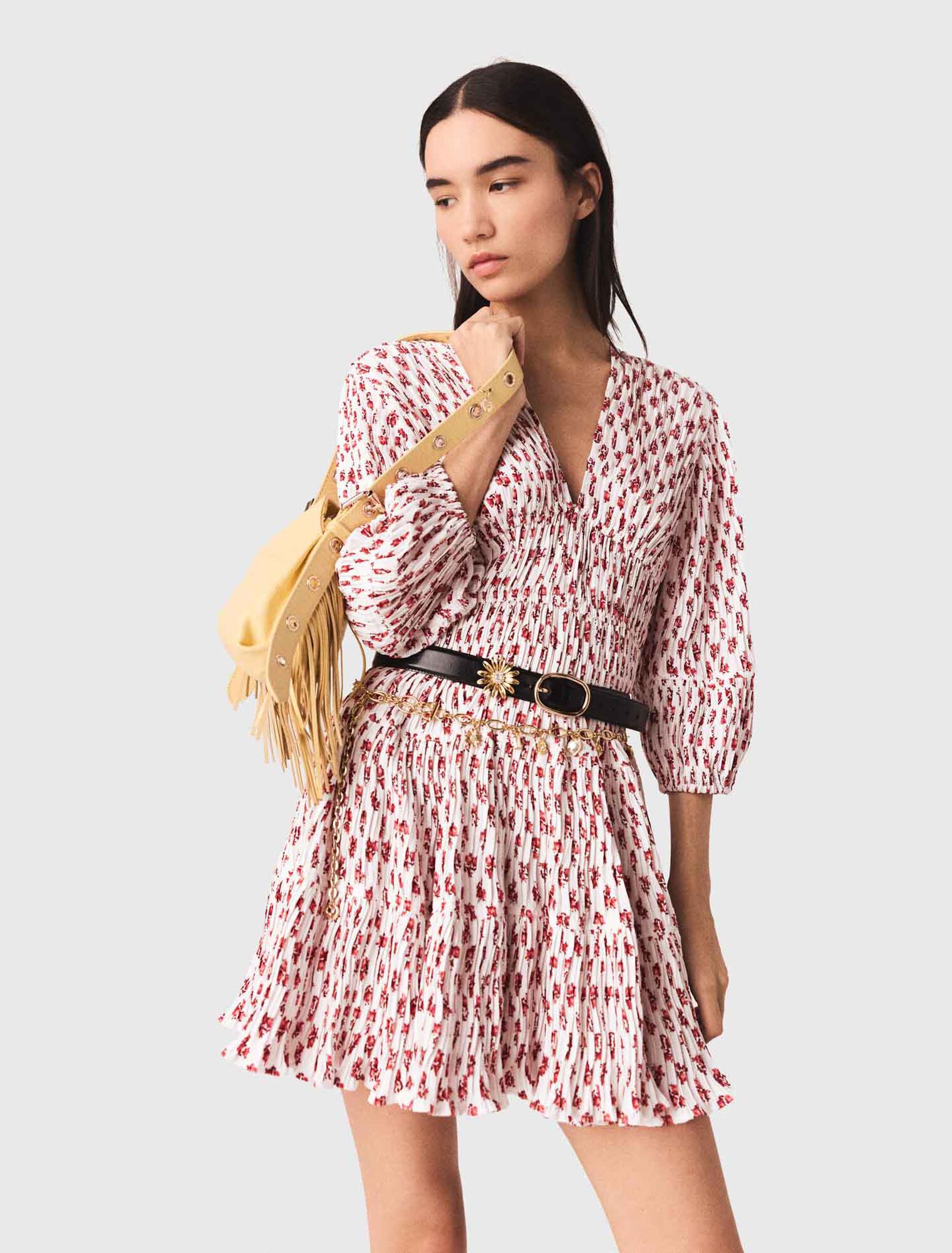 Patterned pleated dress