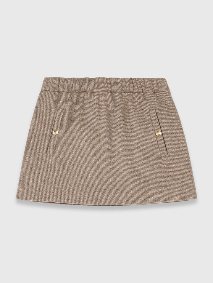 Short wool blend skirt
