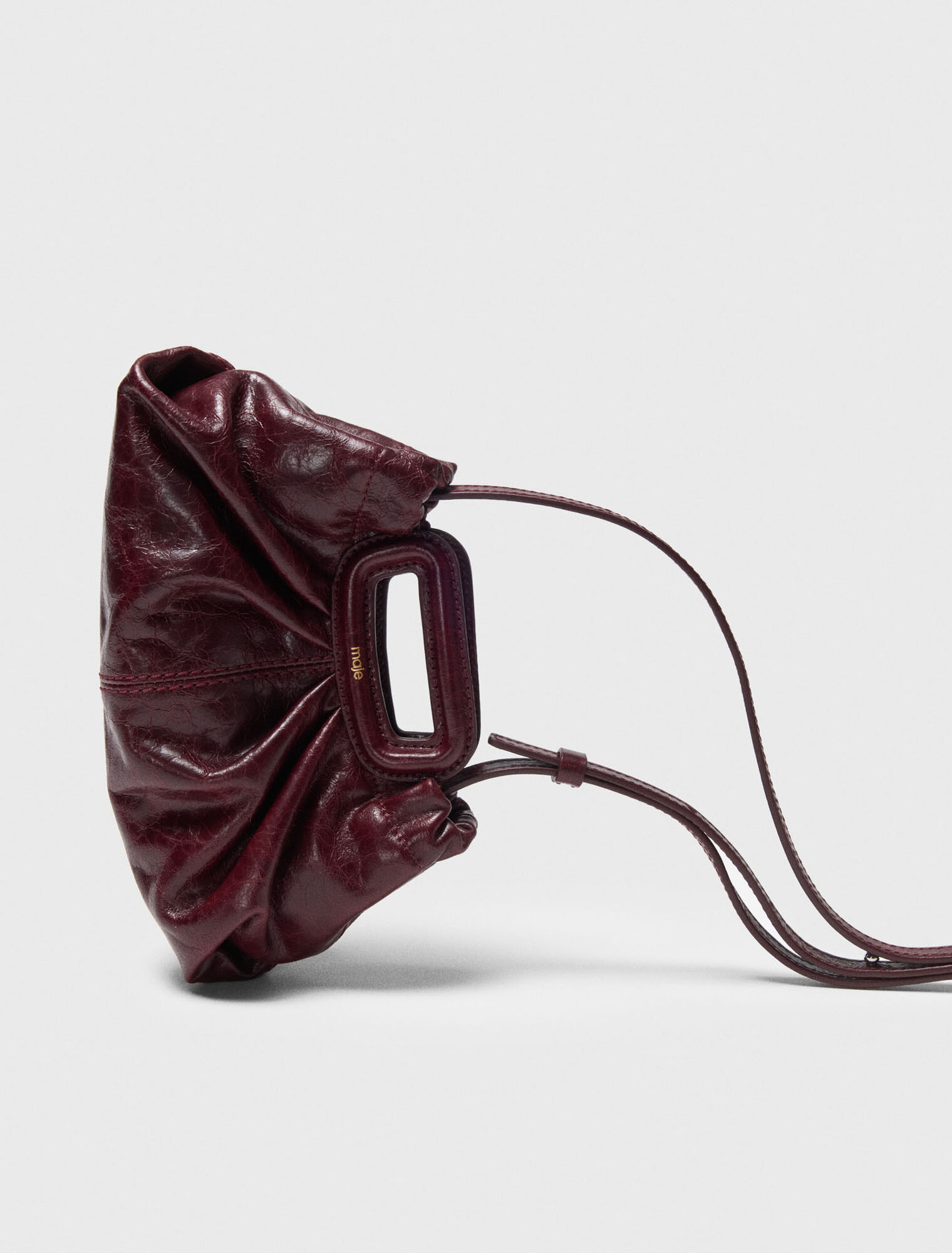 Crackled leather mini clutch