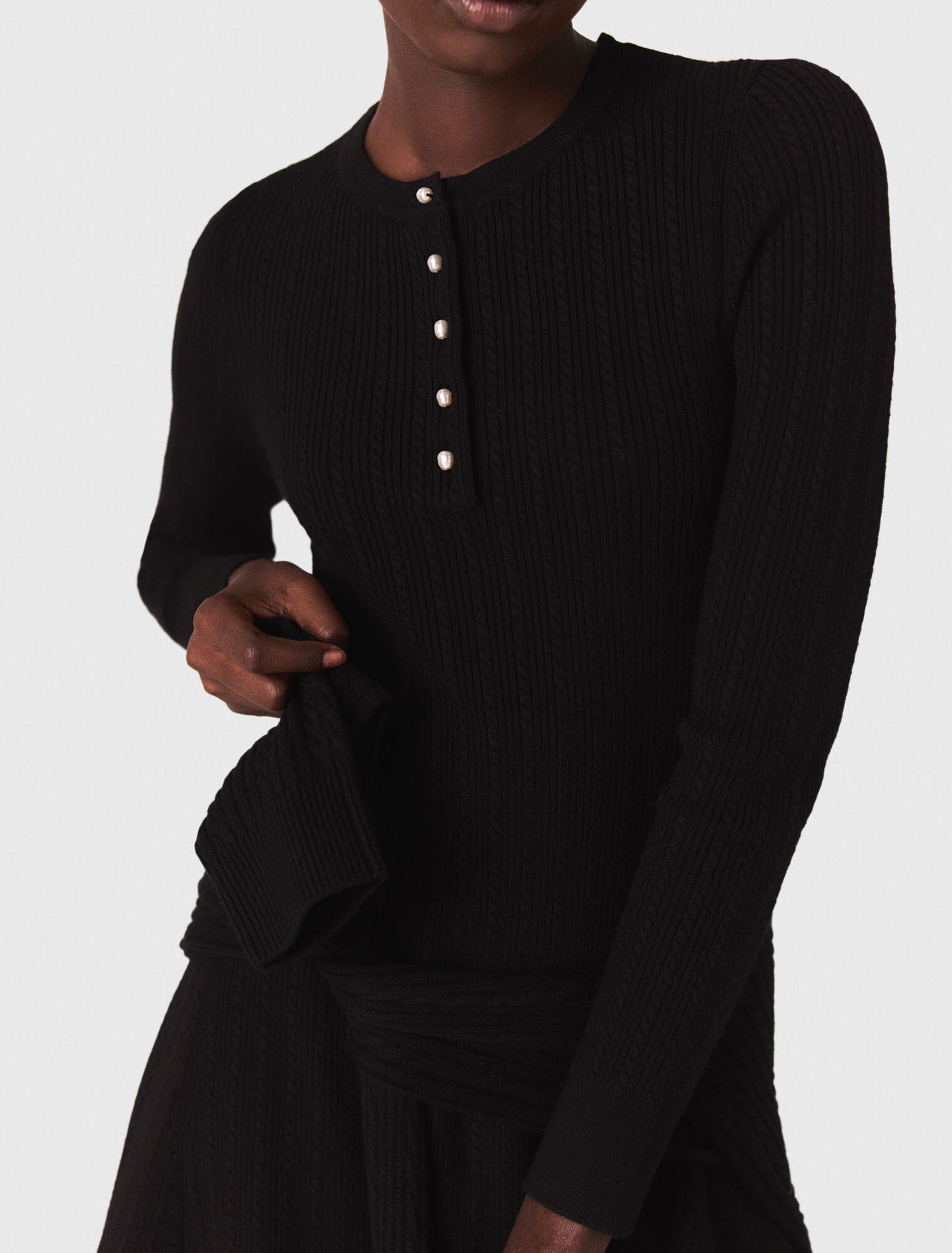 Short beaded-collar knit dress