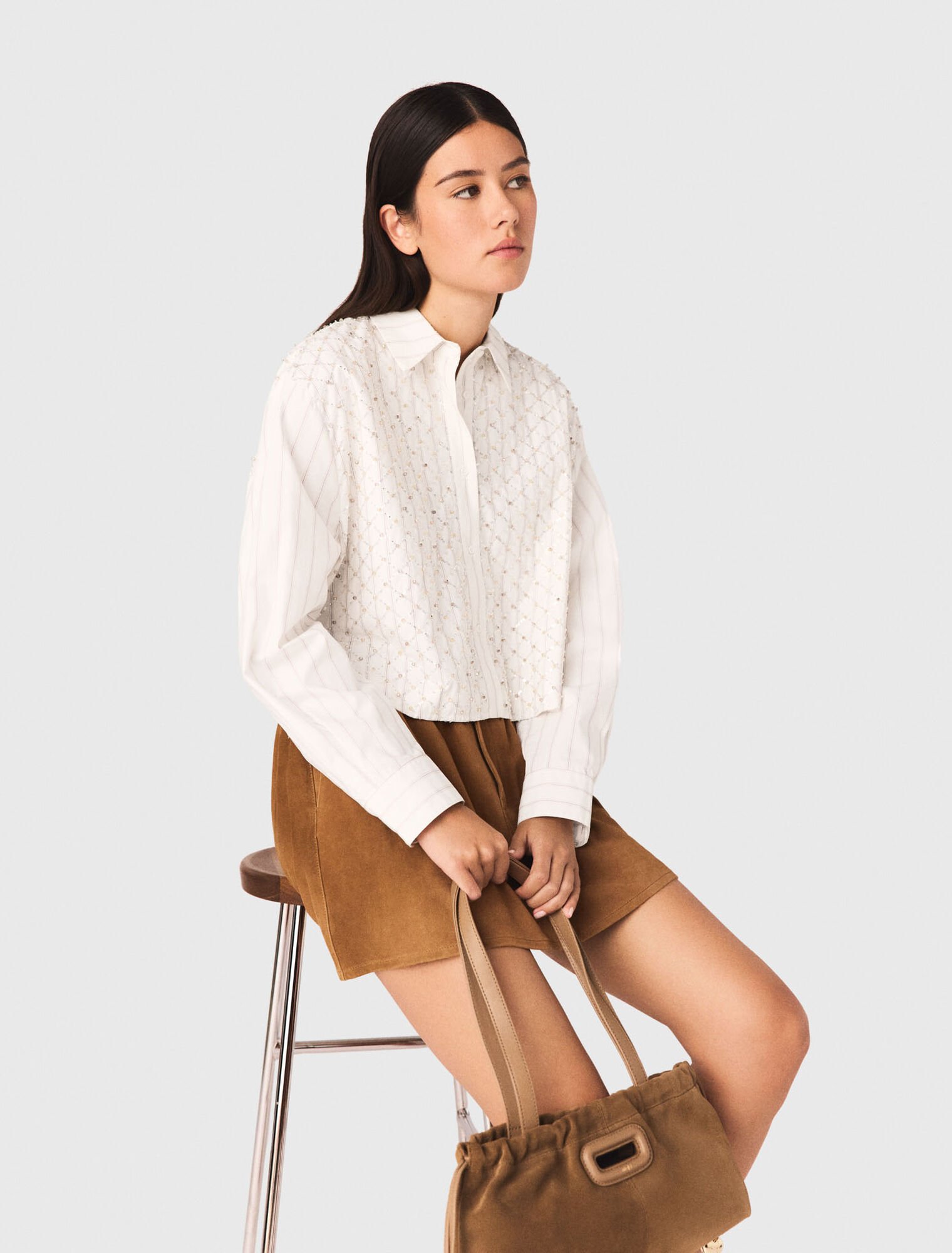 Beaded cropped shirt