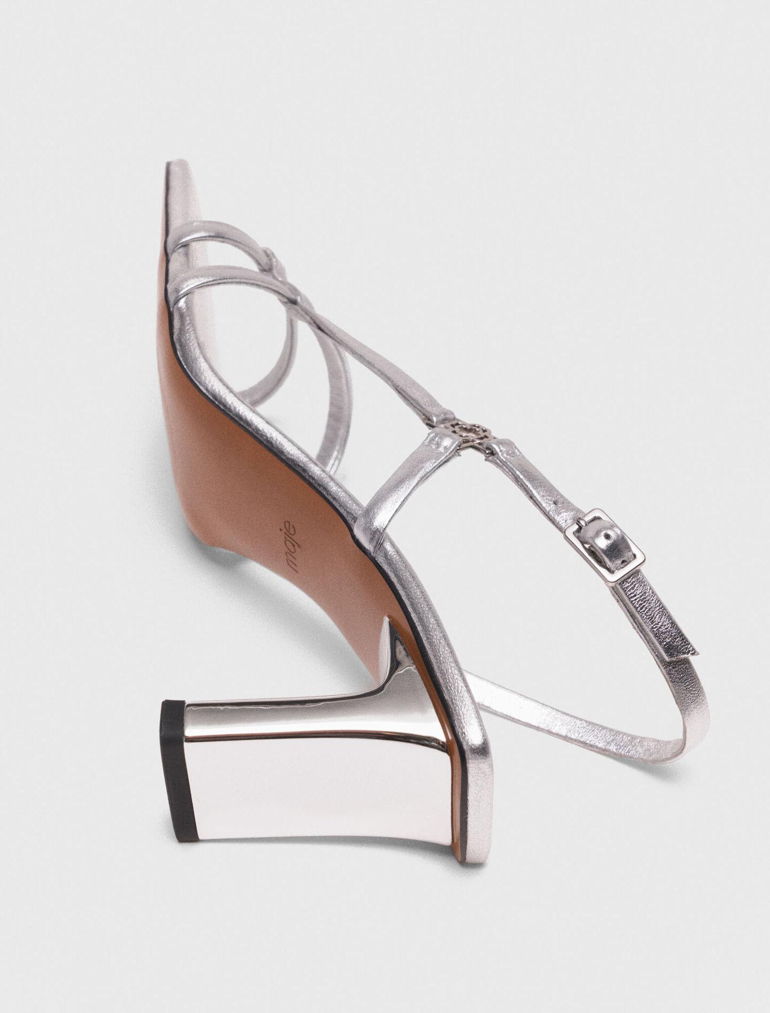 Metallic strappy heeled sandals
