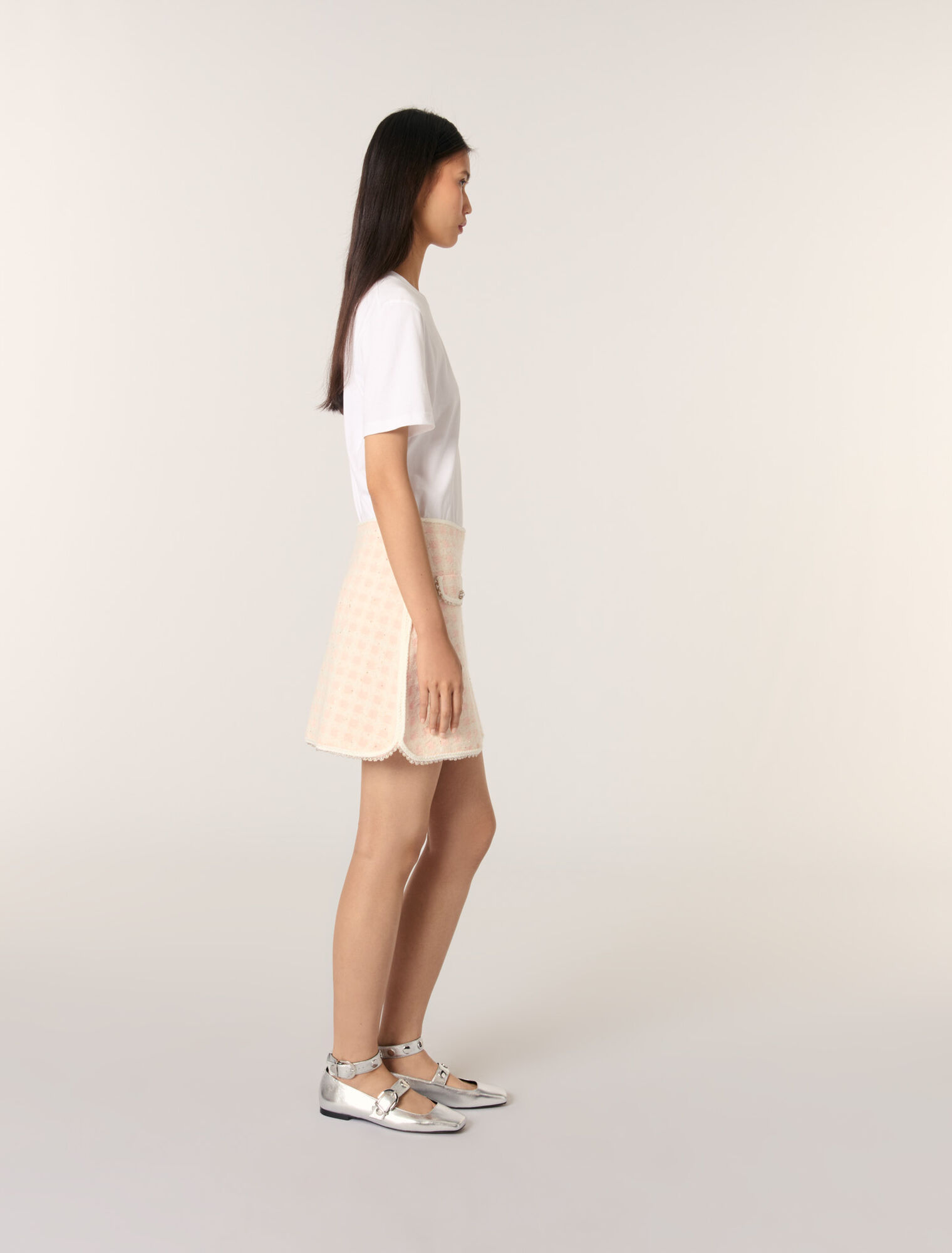 Short tweed-effect knit skirt Short tweed-effect knit skirt