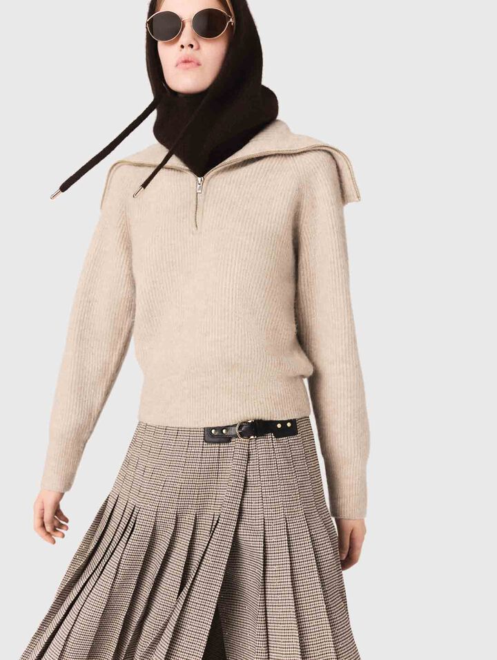 Rhinestone jumper with half-zip collar Rhinestone jumper with half-zip collar