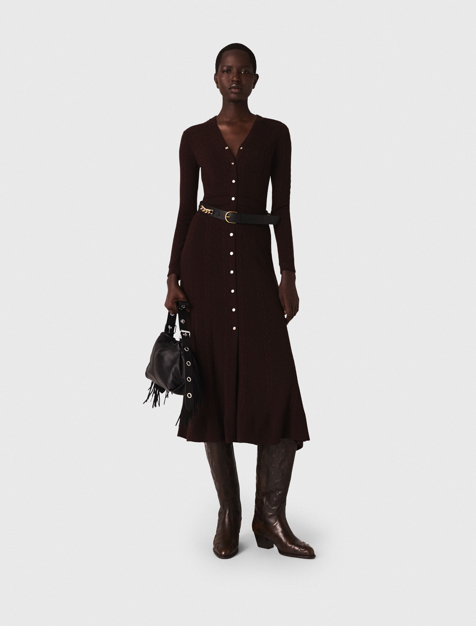 Knit maxi dress with buttons