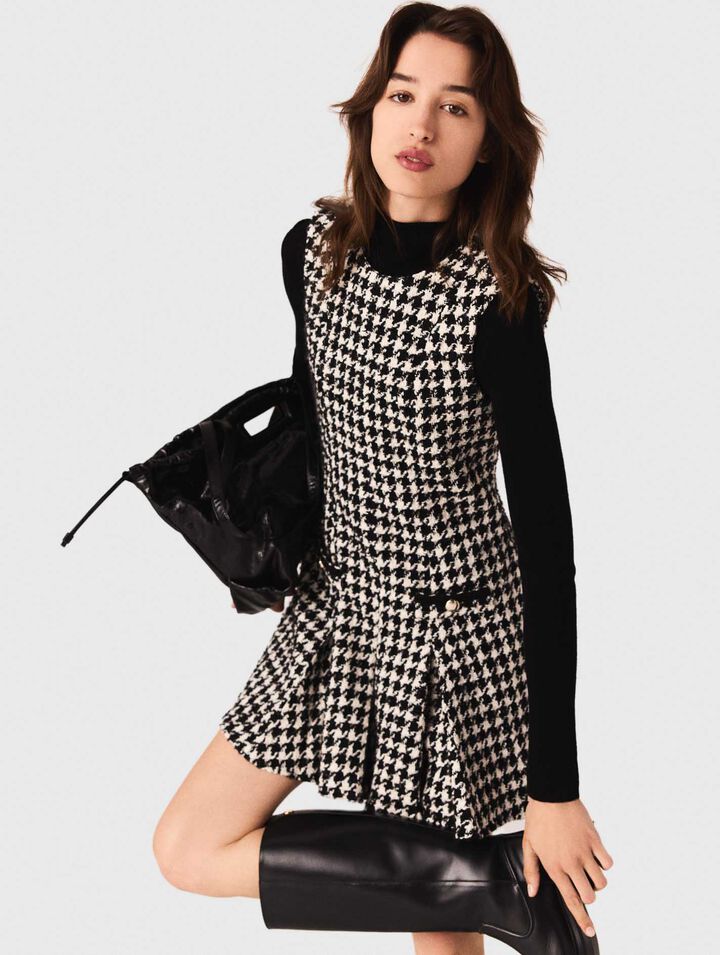 Flared houndstooth tweed dress Flared houndstooth tweed dress