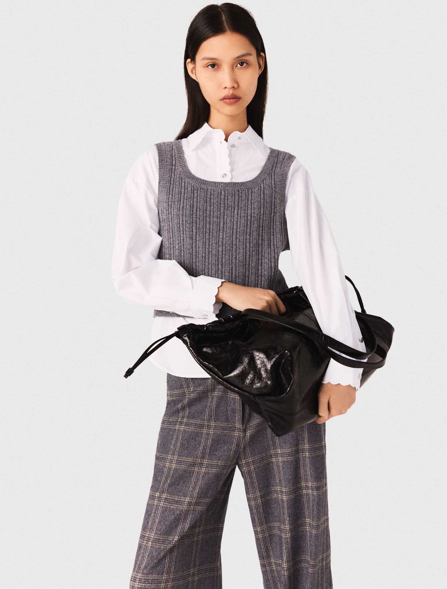 Knit top with removable shirt