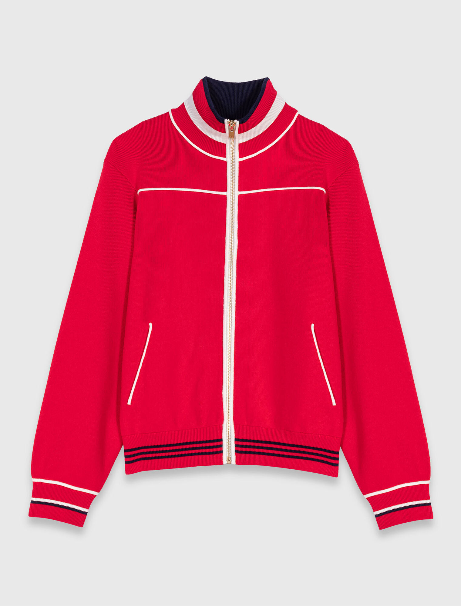 Zipped cardigan with elastic waist