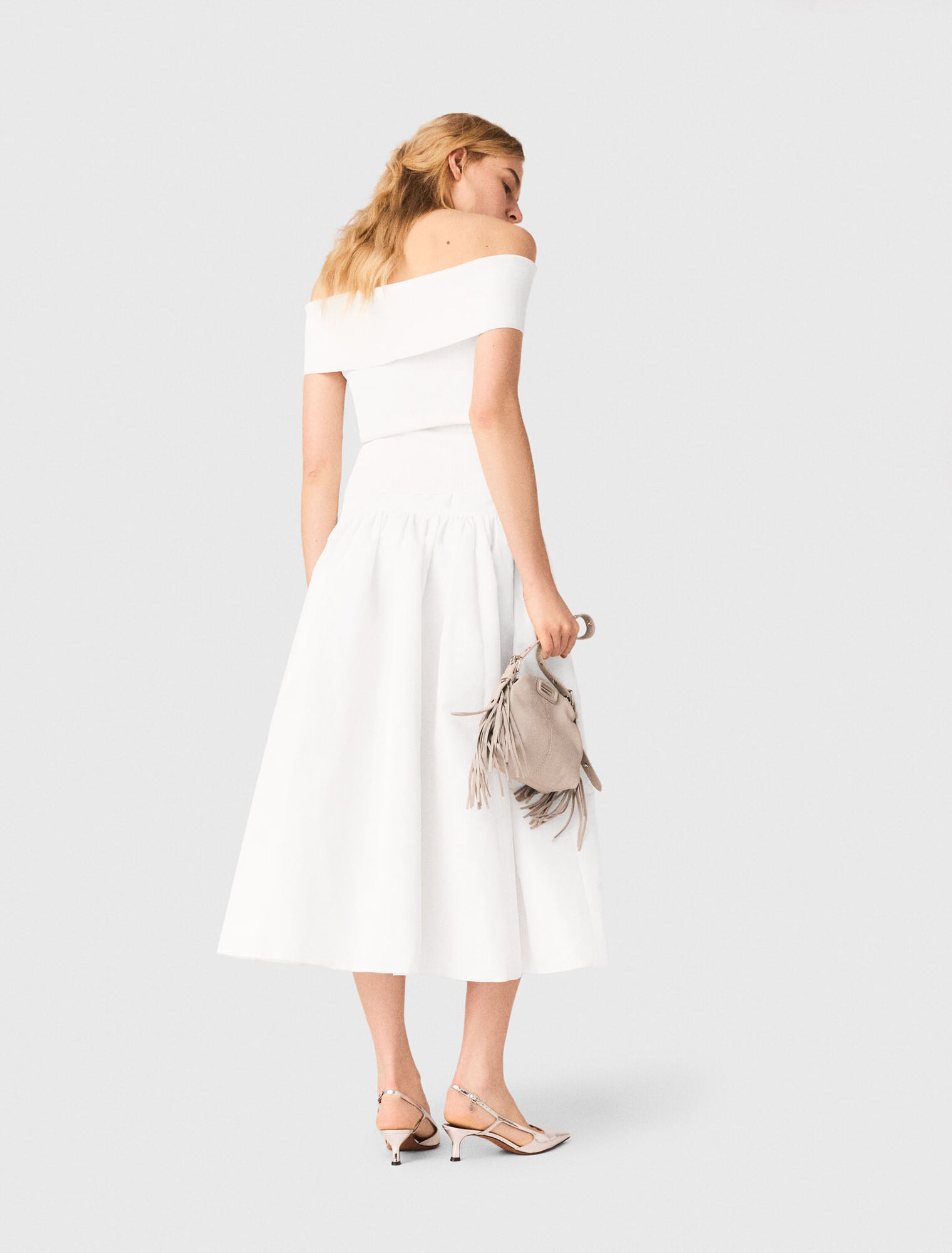 Rib knit bardot-neck top