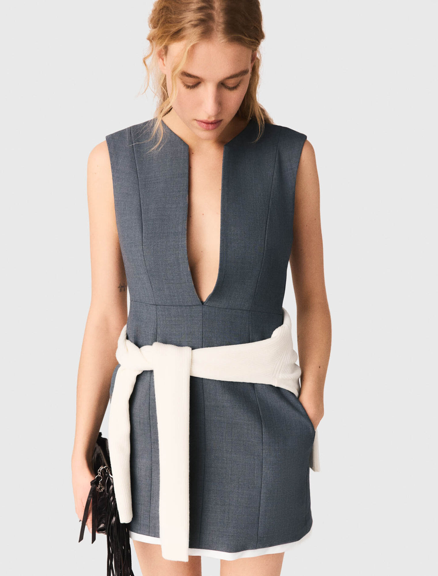 Layered-effect tailored dress