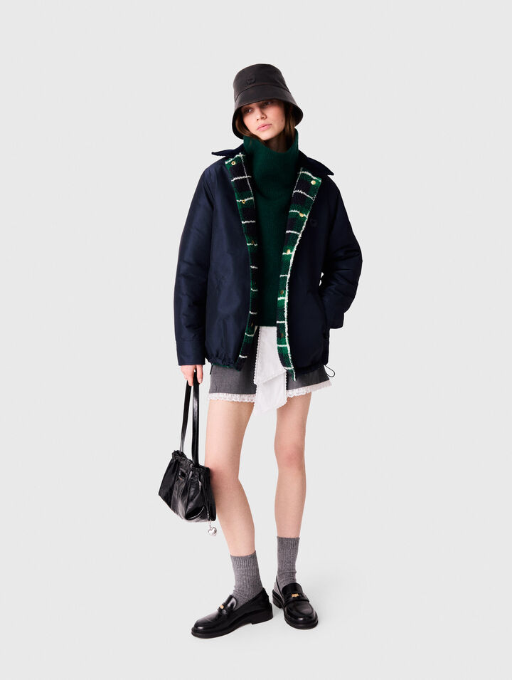 Reversible curly parka