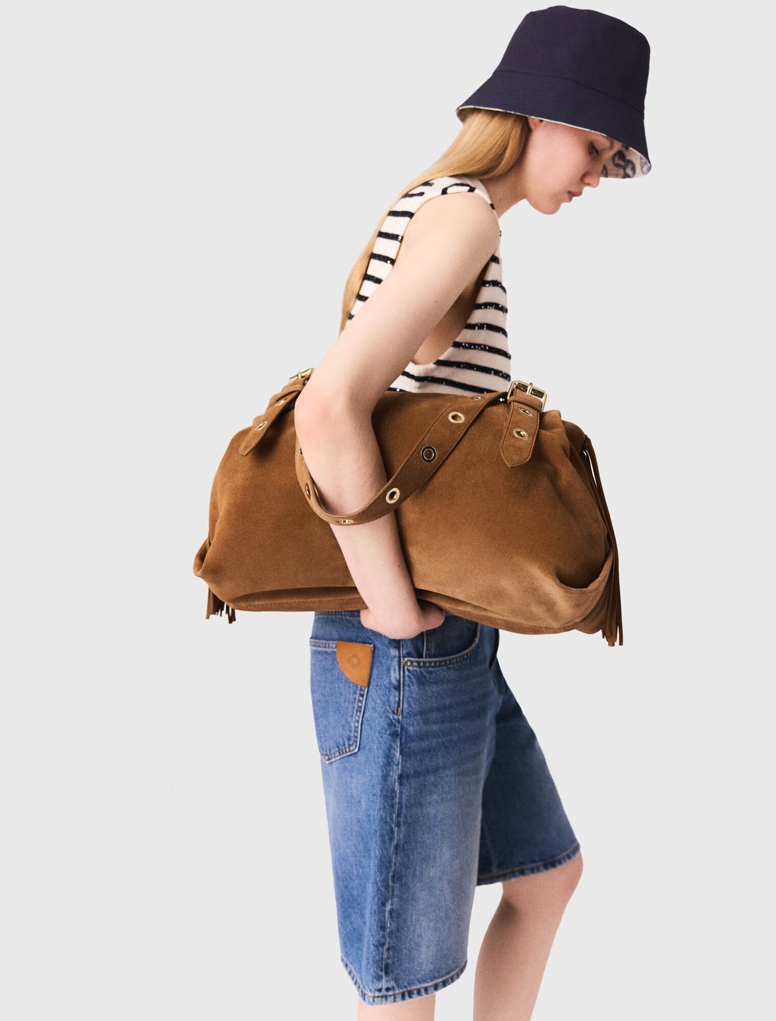 Striped wool blend top