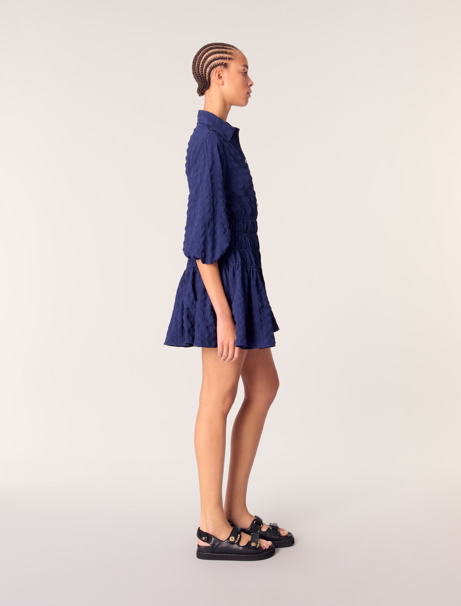 Short satin-effect pleated dress  Short satin-effect pleated dress