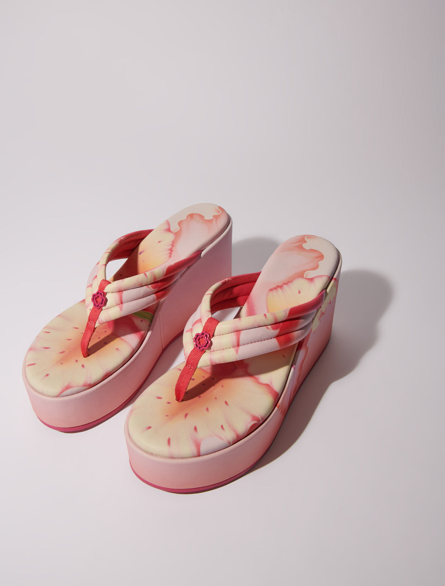 Flower print wedge sandals