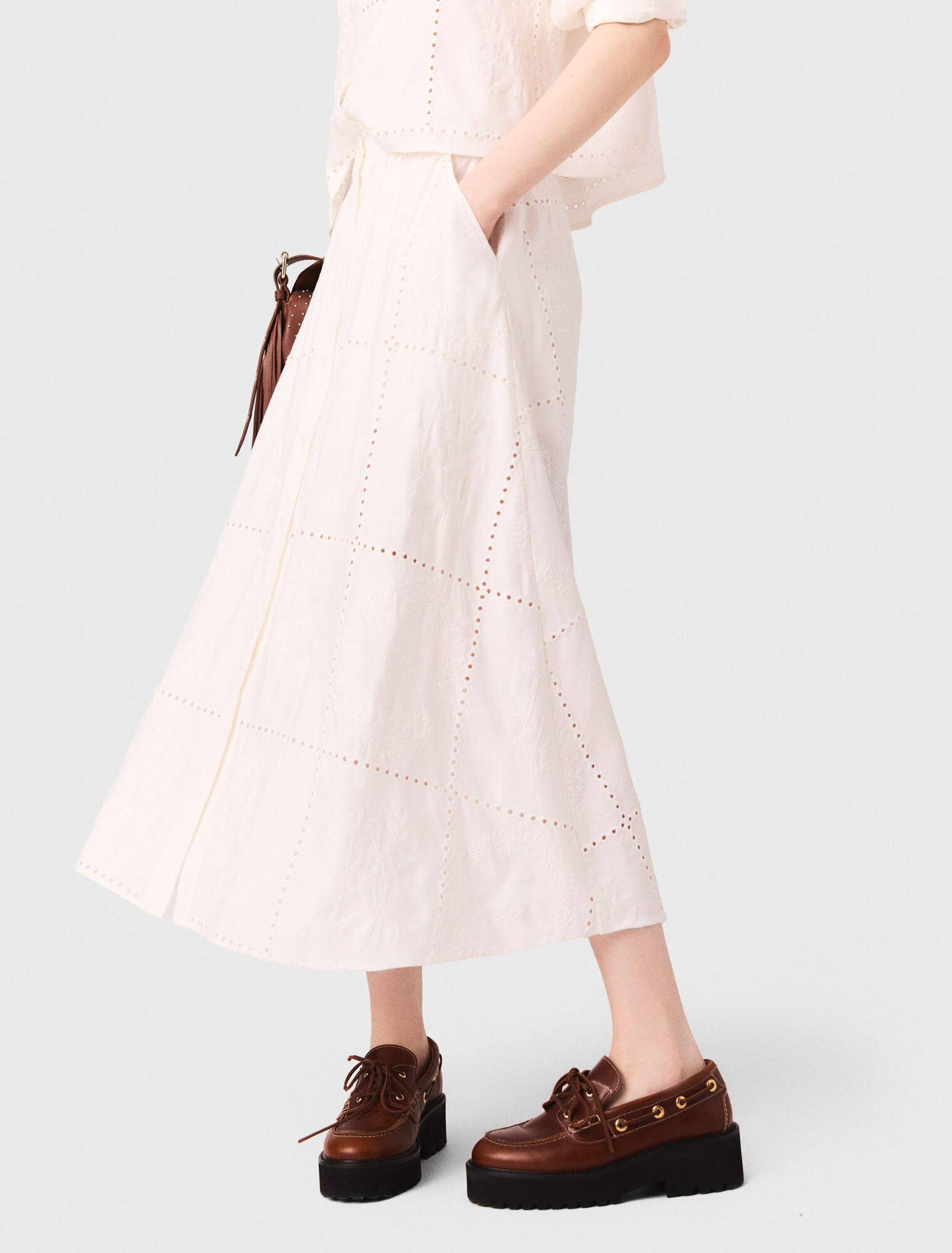 Embroidered midi skirt