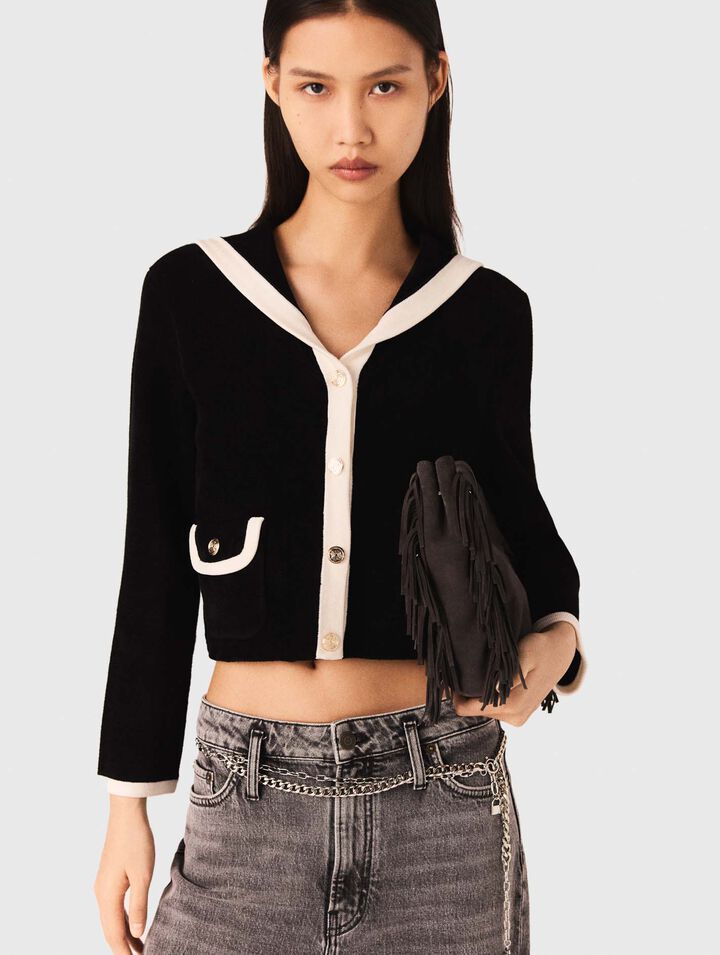 Velvet-effect cardigan