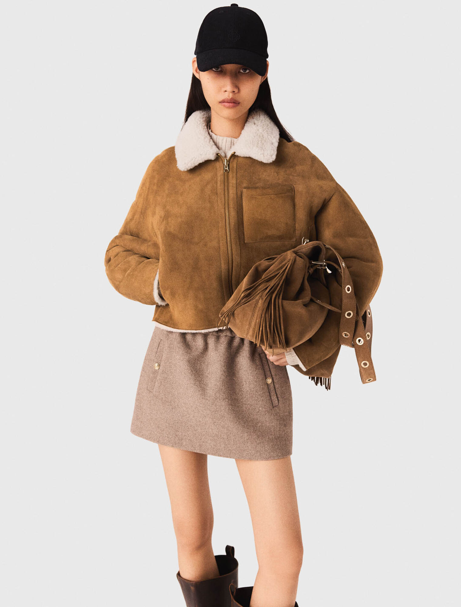 Reversible shearling coat