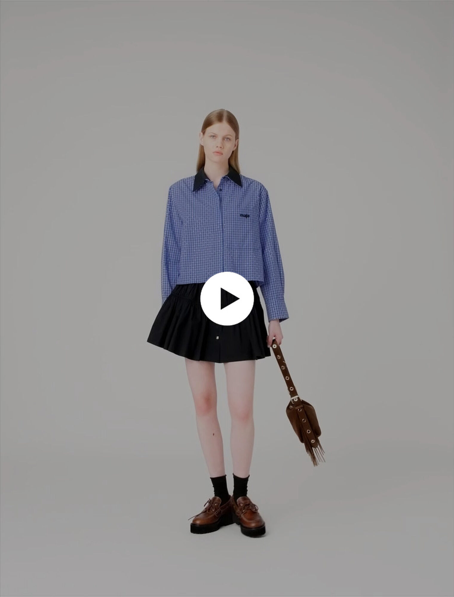 Rhinestone shirt with removable col