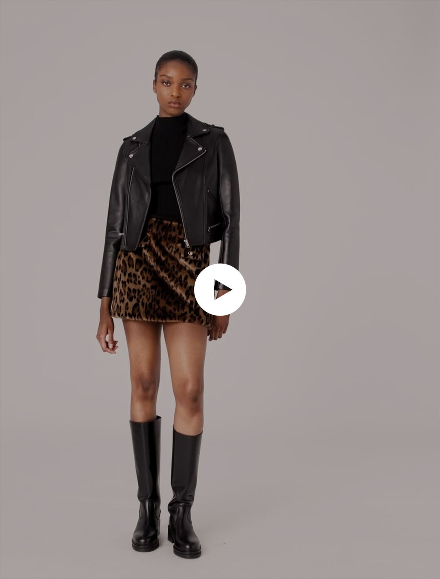 Leather biker-style jacket